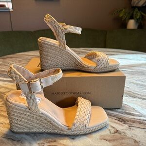 Matisse Beige Woven Wedge Sandals